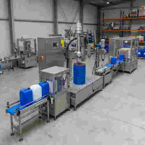 Vollautomatische Fülllinie mit Dosier-System aus Edelstahl, hygienisch, modular.